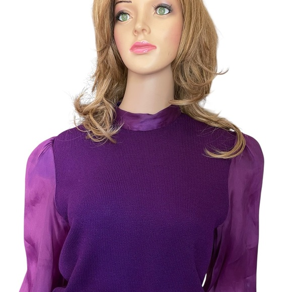 Vintage St. John By Marie Gray
Sz. 6-8 Purple Long Sleeve Mid Length Knit Dress - Picture 6 of 15